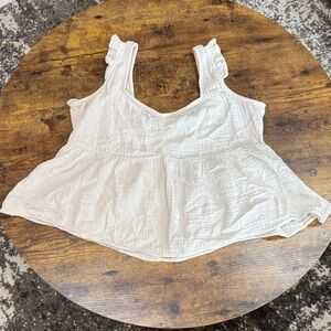 Cost Plus World Market Cream Ruffle Strap Cotton Gauze Camisole Top